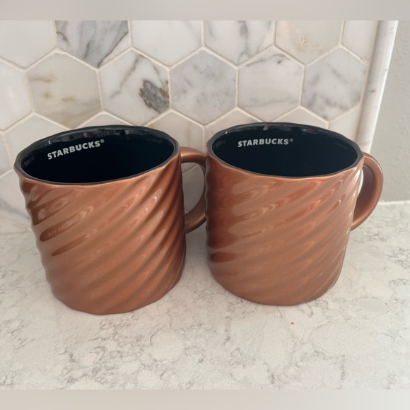 Starbucks Other - Starbucks Copper Swirl Ceramic Mug, 14 oz - Set of 2
